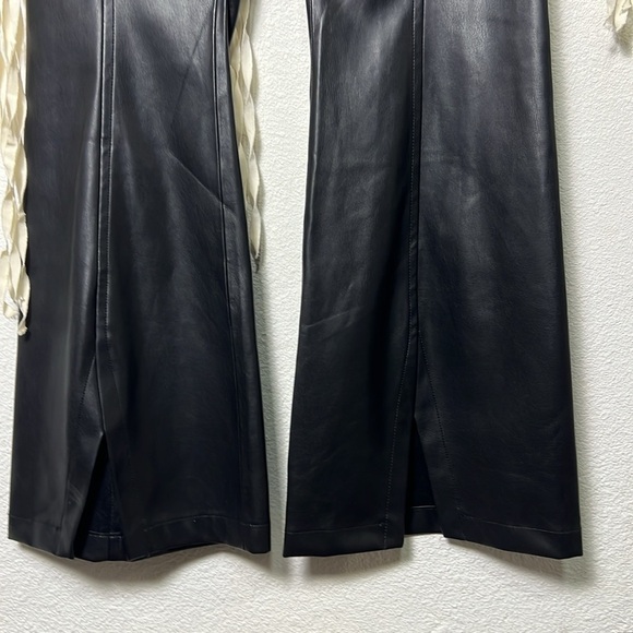 Free People | We The Free NWOT Faux Leather High Rise Split Flare Hem Pants 31 - Picture 4 of 11